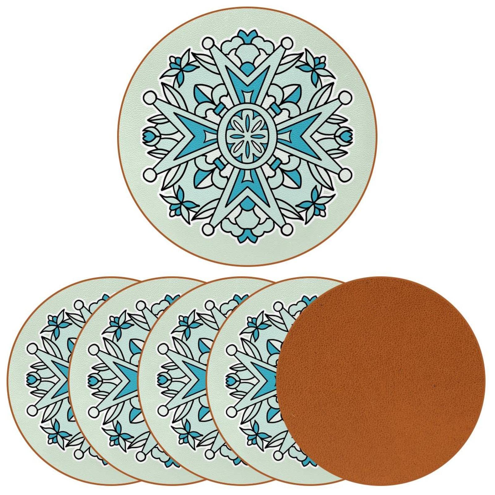 Runde Untersetzer mit Blumenmuster für Getränke, 6 Stück, Tischschutzmatte für Weingläser, Tassen und Tassen, wiederverwendbar im Büro, Küche, Bar, 10,9 cm