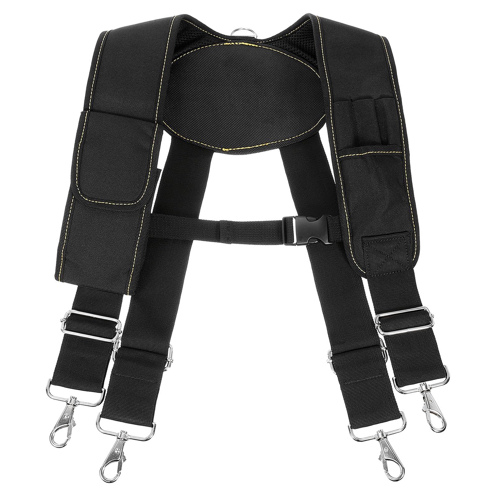 QUARKZMAN Bretelles pour Framer Carpenter Electrician Tool Belt Noir/Rouge | Bretelles De Ceinture À Outils Avec 4 Boucles D'Attache Bracelet Magnétique Support De Téléphone Mobile Porte-Crayon