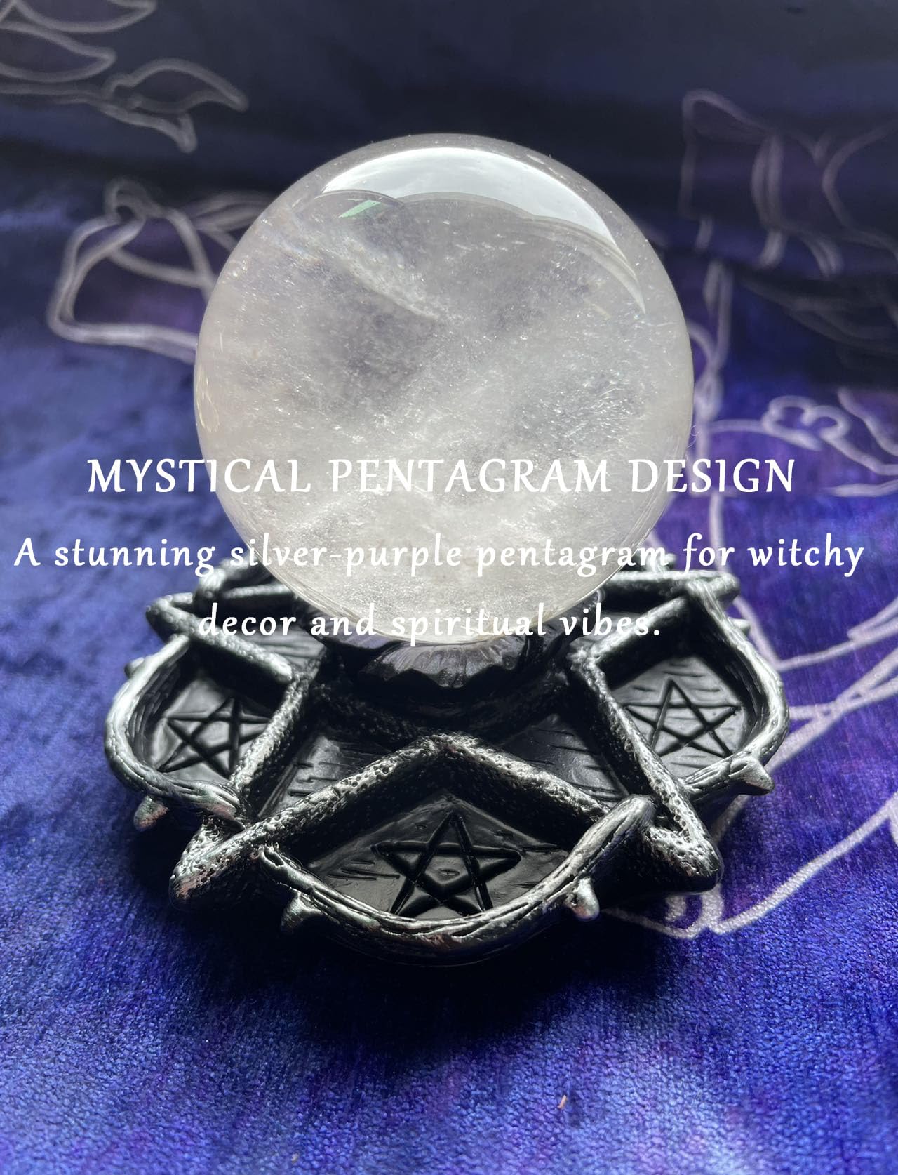 CCOTIKOSEE Pentacle Altar Crystal Ball Holder, Tealight Tray for Astrology Ritual Alter Witch Decor, Plate Witchcraft for Wiccan Tarot Supplies