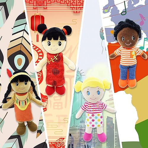 Miniatura 5 de June Garden Set de muñecas suaves de 8.5 pulgadas con bolsa de almacenamiento, regalo para bebés y niños pequeños