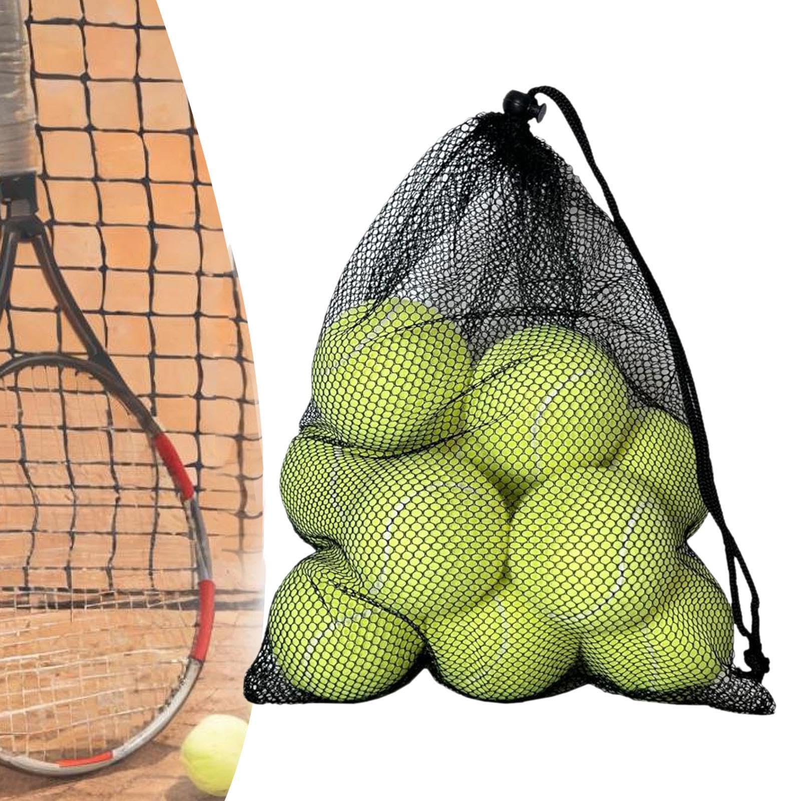12 Piezas Pelotas de Tenis Entrenamiento Ejercicio Práctica Material Caucho Fieltro Elástico Uso para Principiantes Adultos Niños Exterior, Amarillo