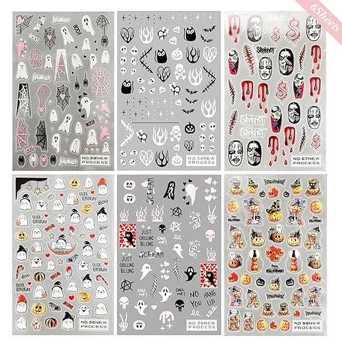 Miniatura 2 de Calcomanías de arte de uñas de Halloween, fantasma, araña, araña, calavera húmeda, terror, sangre de Halloween, diseño de uñas autoadhesivas 3D para