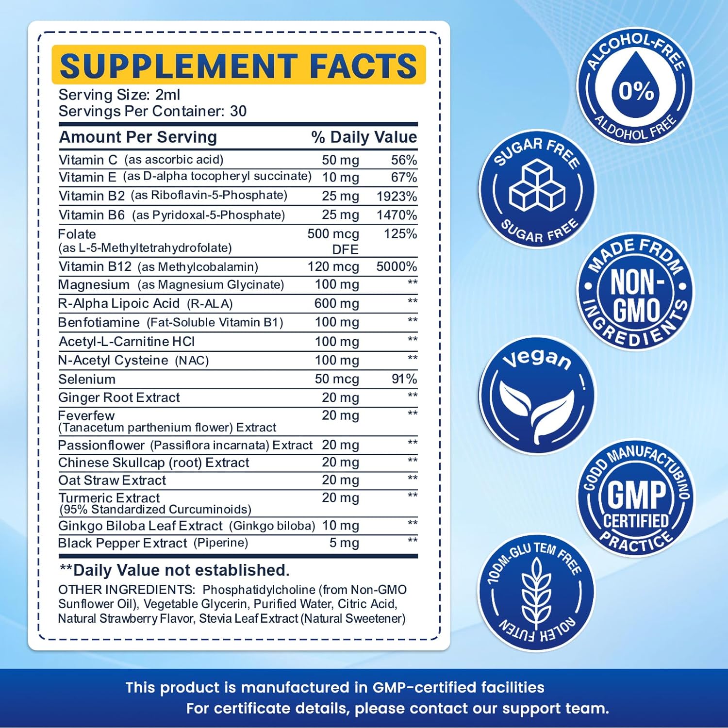 Liposomal Alpha Lipoic Acid Liquid Drops, R-Alpha Lipoic Acid 600mg Supplement with... - Image 2