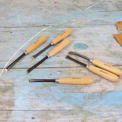 Miniatura 7 de Westcott CarboTitanium - Herramientas para tallar madera, tallado de jabón, impresión impresa, escultura de arcilla, juego de 6 piezas