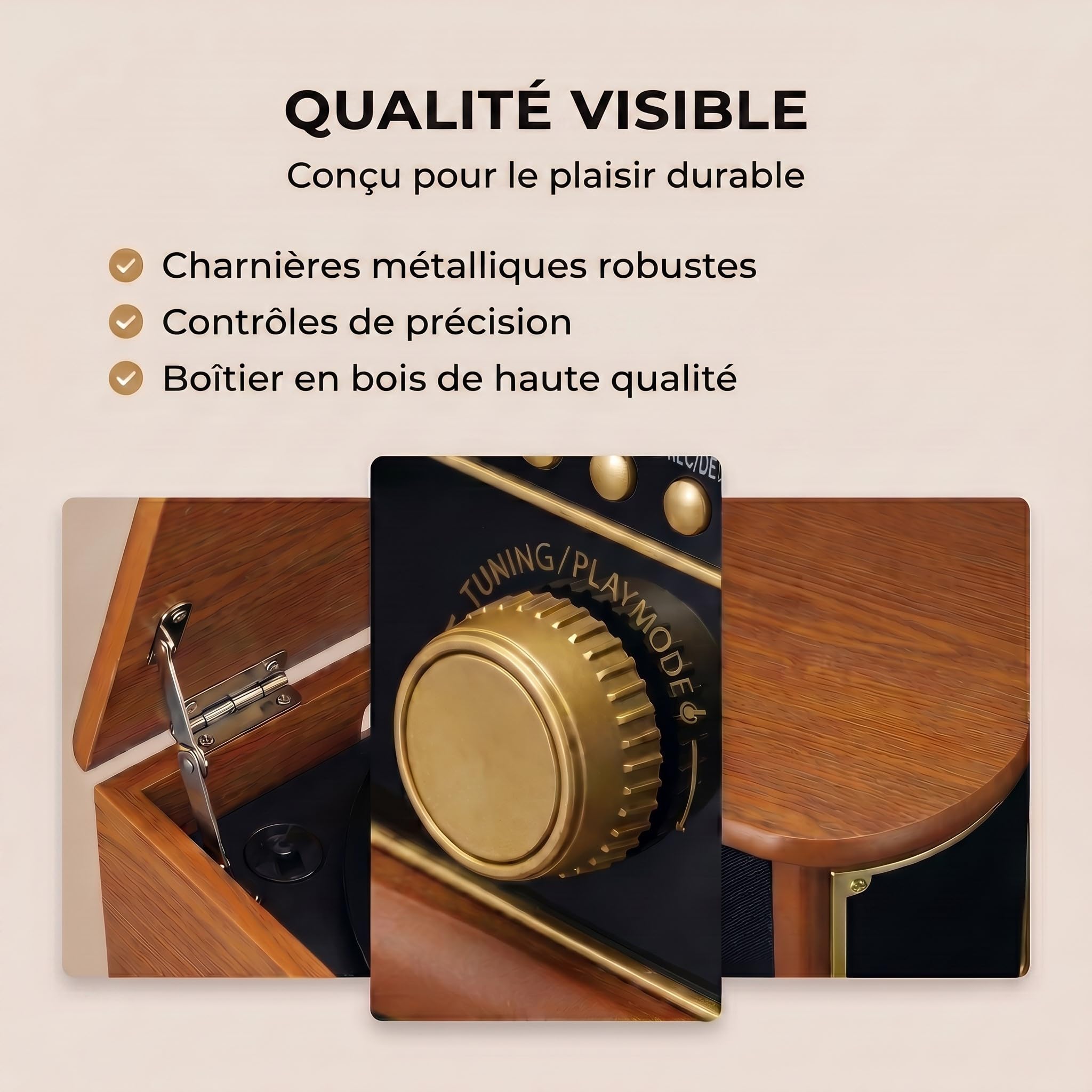 Lenco TCD-2571 Platine Vinyle, Tourne Disque Vinyle, Platine Vinyle Bluetooth - Haut-Parleur - Radio Dab+ - Lecteur CD - Platine Cassette - 3 Vitesses - Entraînement par Courroie - 2 x 5 Watt - Bois