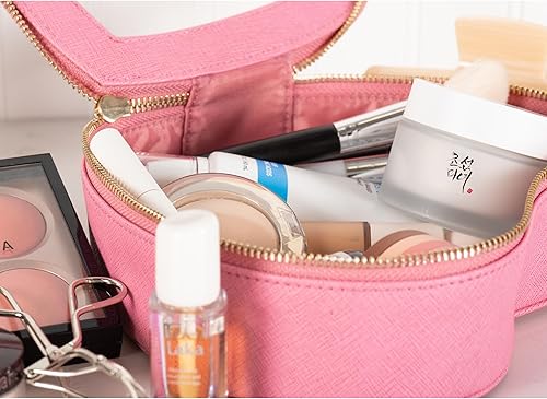 Miniatura 8 de Bolsa de maquillaje con forma de corazón – Bolsa de cosméticos de corazón rosa con cubierta transparente – Ideas de regalo para mujeres, mamá,