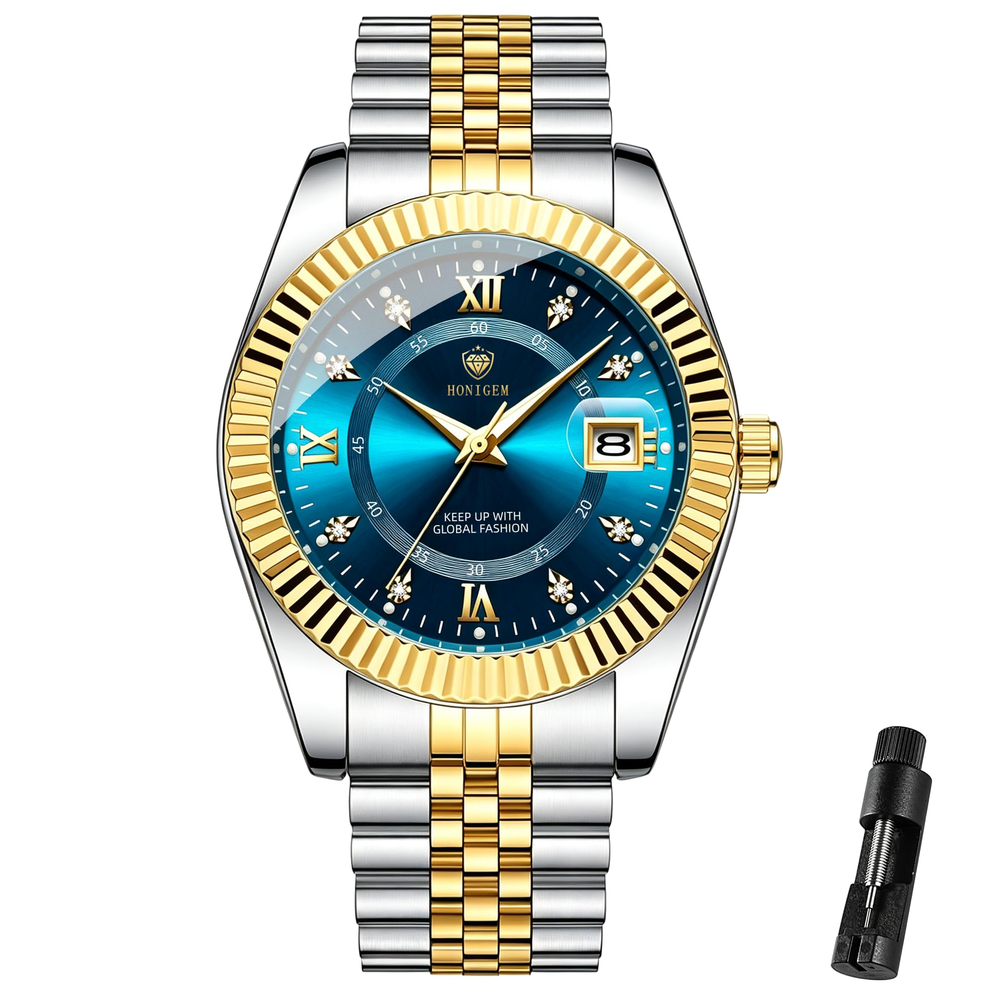 Mens Watches Chronograph Stainless Steel Business Dress Quartz