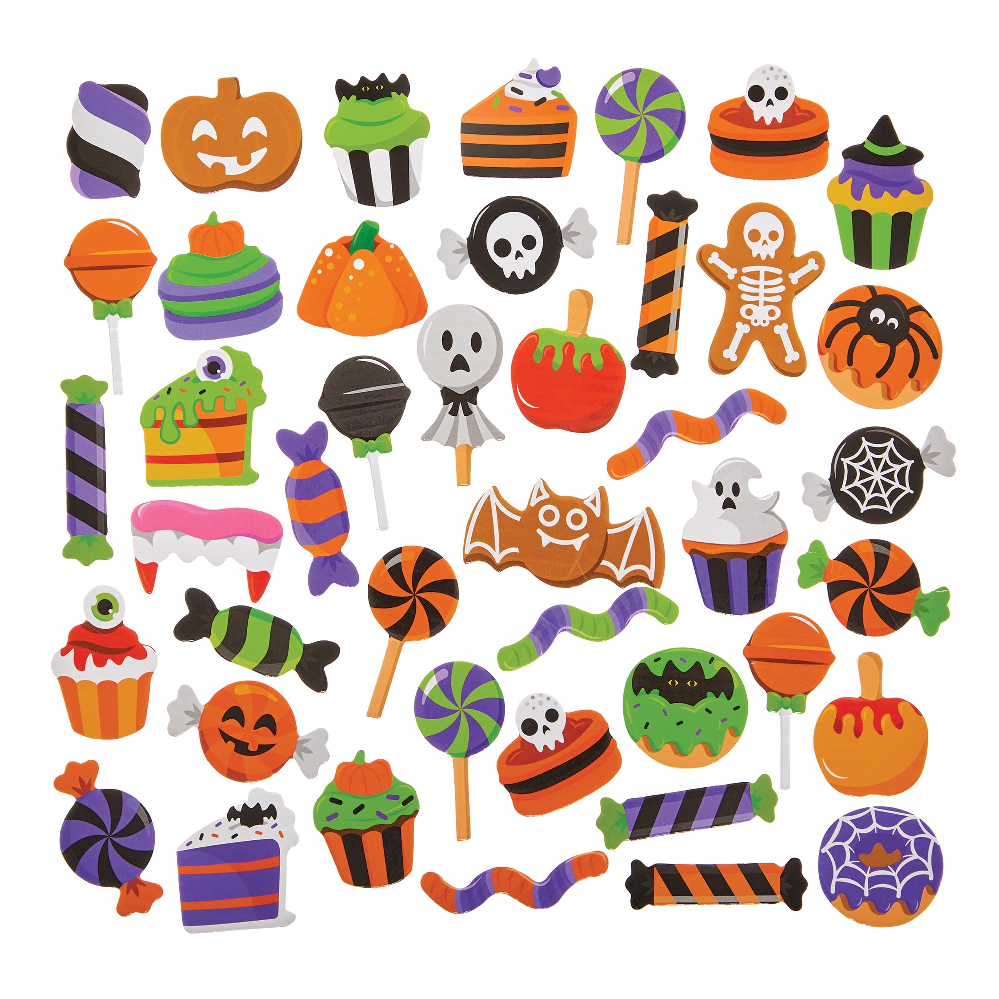 Baker Ross FN289 Halloween Trick or Treat Sweets Foam Stickers - Pack of 160, Halloween Stickers for Kids