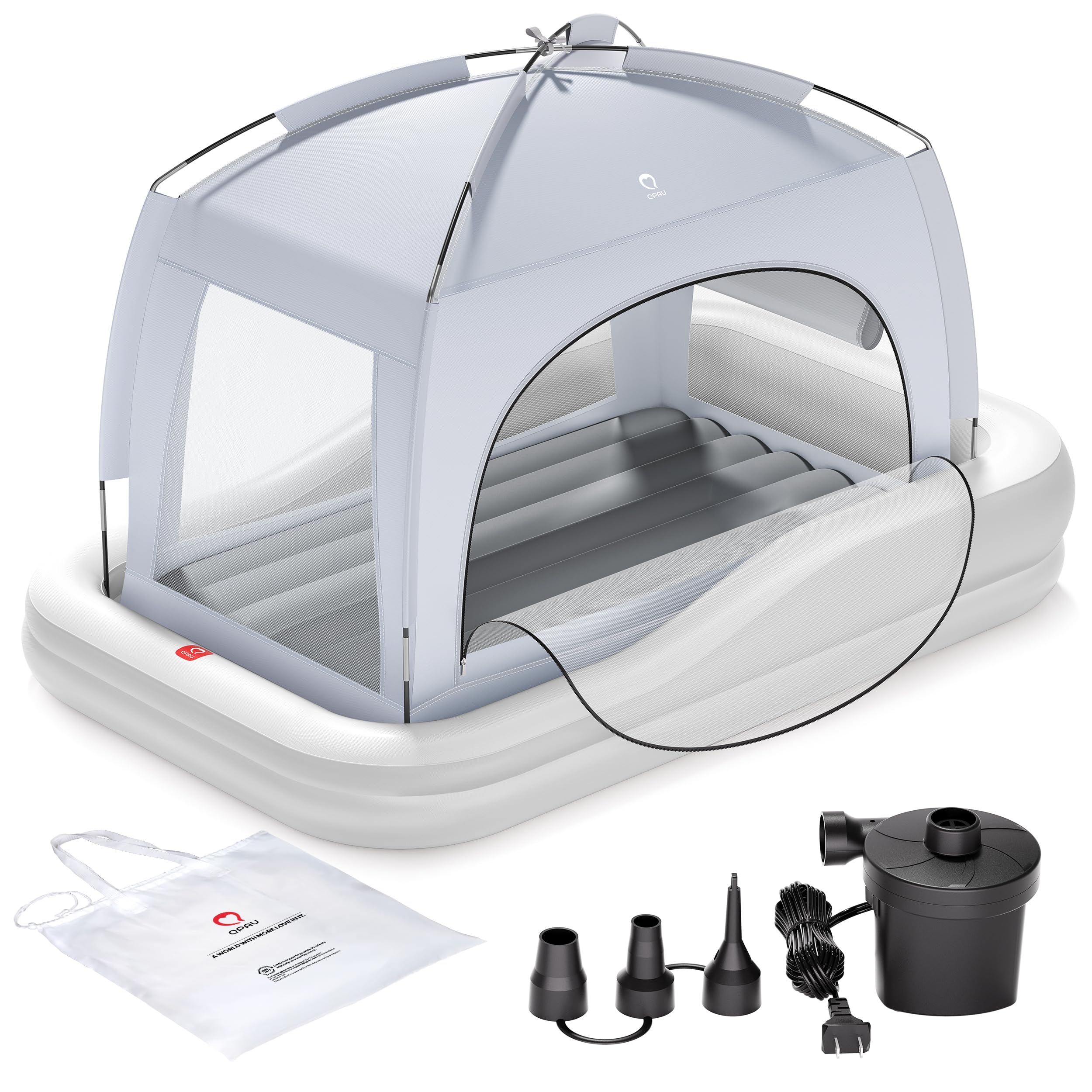 QPAU Cama Inflable de Viaje para niños pequeños con Tienda de campaña, Tienda de campaña para Cuna, colchón de Aire portátil para niños con Parachoques de Seguridad, Ideal para el hogar, Abuela
