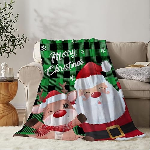YeeJu Manta decorativa de Navidad, manta de copo de nieve rojo y blanco para sofá, cama, suave, acogedora, ligera, mullida, manta de forro polar de