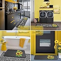 Vista 5 de Juego de 2 alfombras de cocina de girasol, antideslizantes, lavables, de microfibra, alfombras y tapetes para cocina, decoración de granja