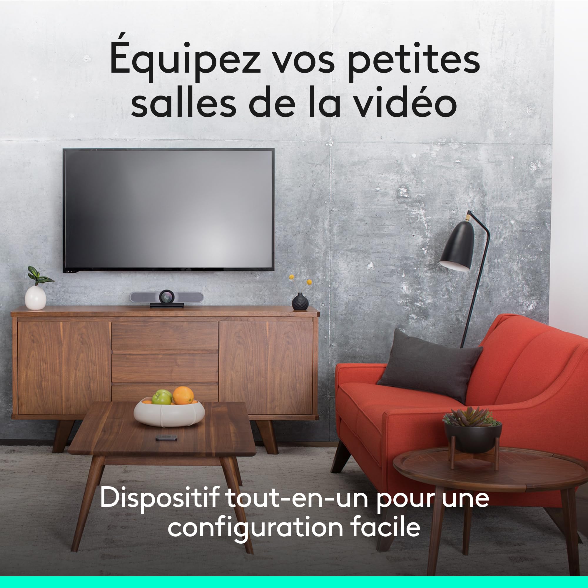 Logitech MeetUp, Système de ConférenceCam, Webcam Visioconférence, Ultra HD 4K/1080p/720p, 3 Microphones/Haut-Parleur Personnalisables, Champ de Vision Etendu 120°, PC/Mac/Portable/Macbook/Tablette