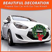 Vista 8 de ZONETECH Decoración de corona de automóvil de Navidad con luces LED, accesorio de temporada navideña de alta calidad para parrilla delantera