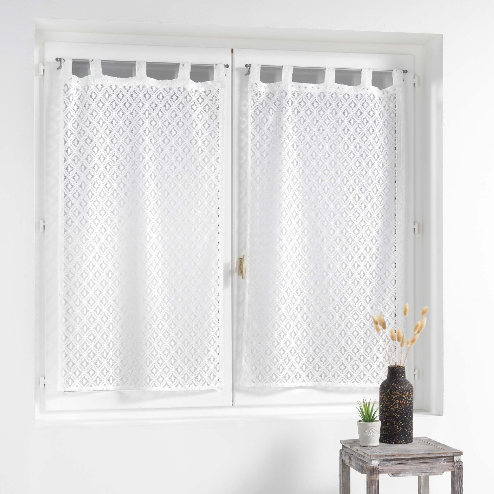 Douceur d'Intérieur, Pair Straight Loops (2 x 60 x 160 cm) Odilia, Mesh, White, W 23.6" x L 63" (1 Panels) - Image 3