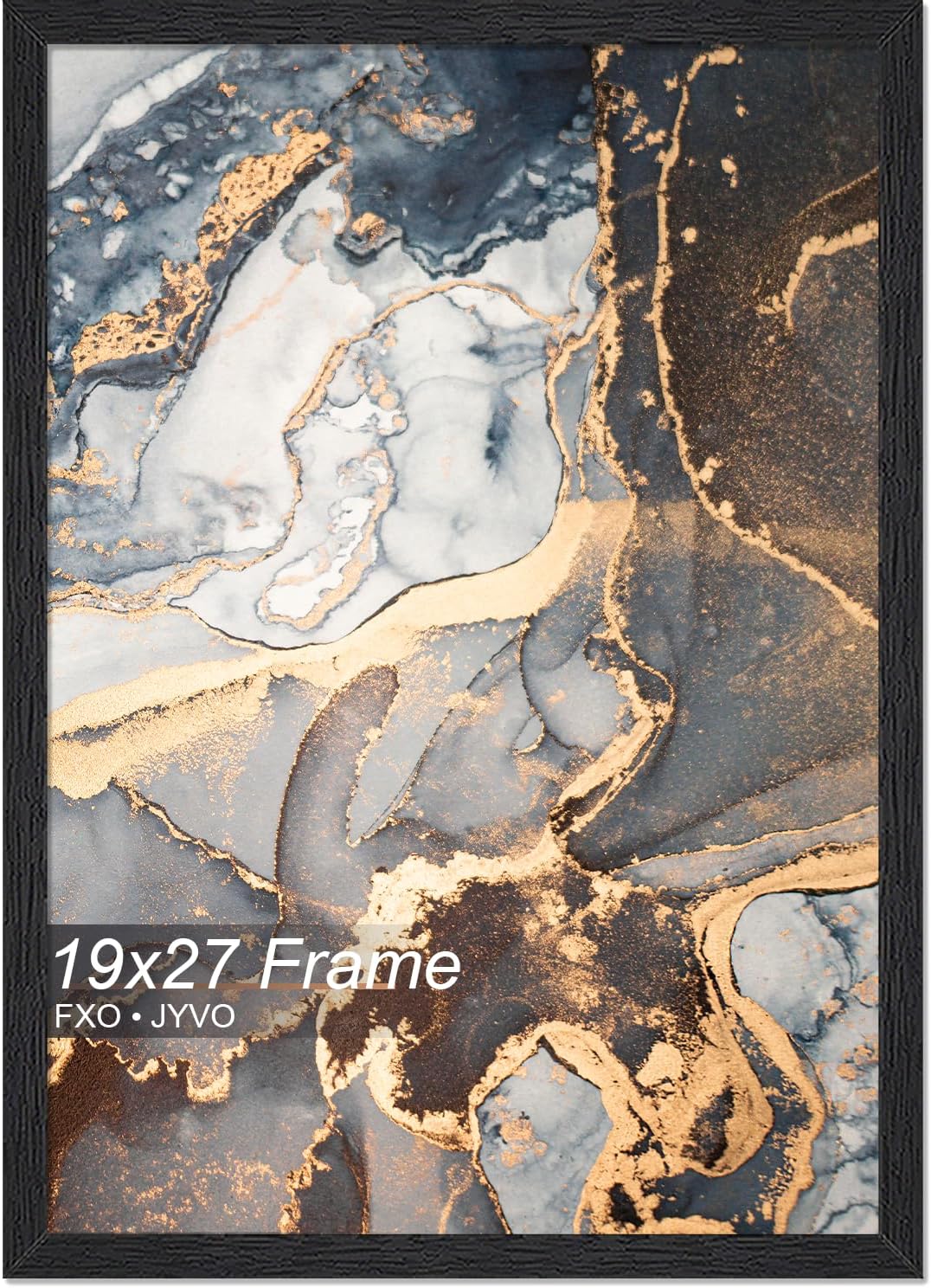 Engineered Wood 19x27 Frame, Black Picture Frame for 19 x 27 Inch Poster Puzzle Photo, Light Weight 19 by 27 Poster Frame with Wood-grain for Wall - 1 Pack/Black/19 x27 1 19x27