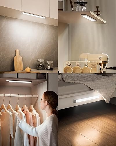 Miniatura 9 de EZVALO Luces para debajo del gabinete, luz con sensor de movimiento para interiores, inalámbrica, recargable, luz nocturna para cocina, escaleras,