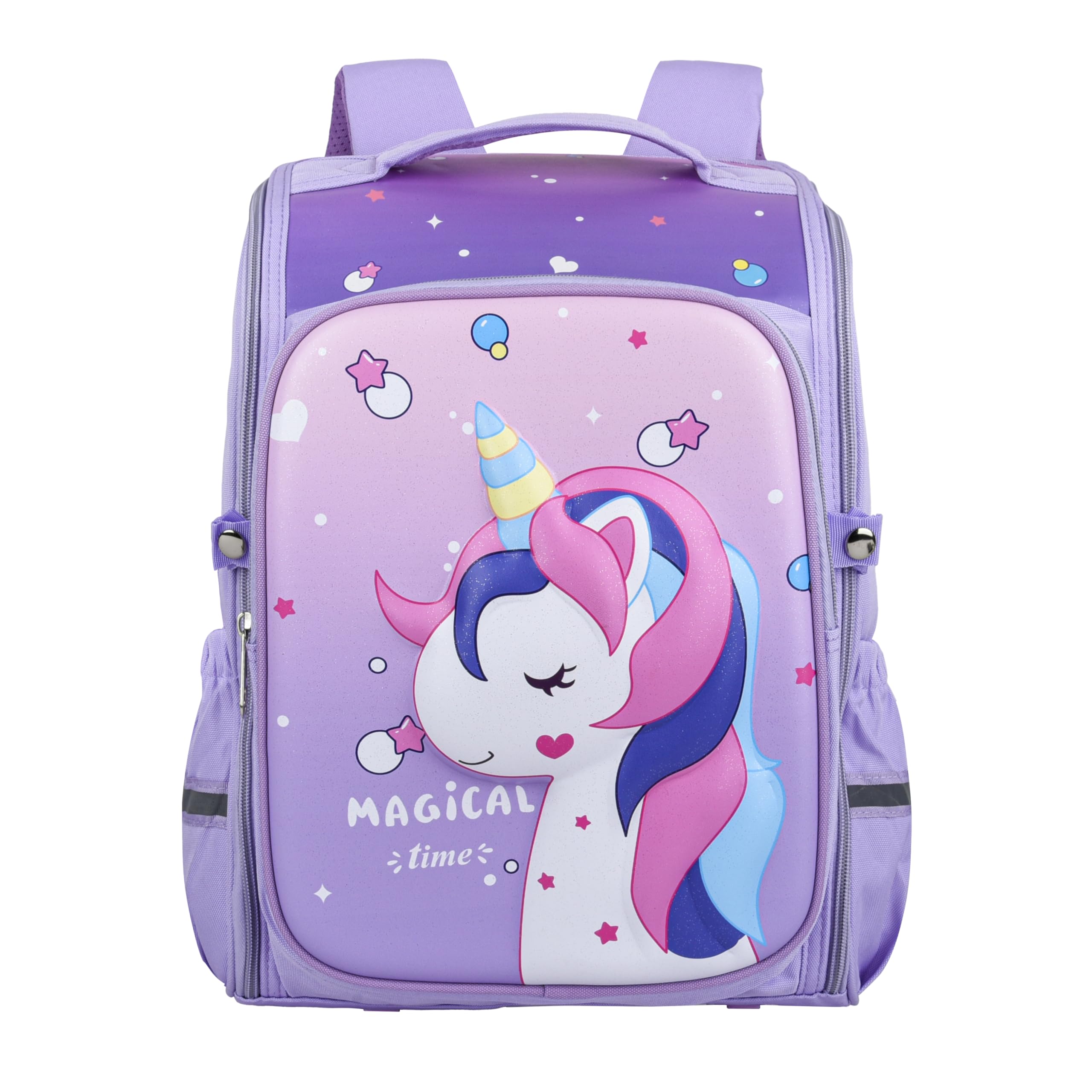 NIYX Luna Purple Kids BackPack | Side Bottle Pockets, Multi Compartment, 17 Litre Shoulder School Bagpack | School Backpack For Kids, Girls