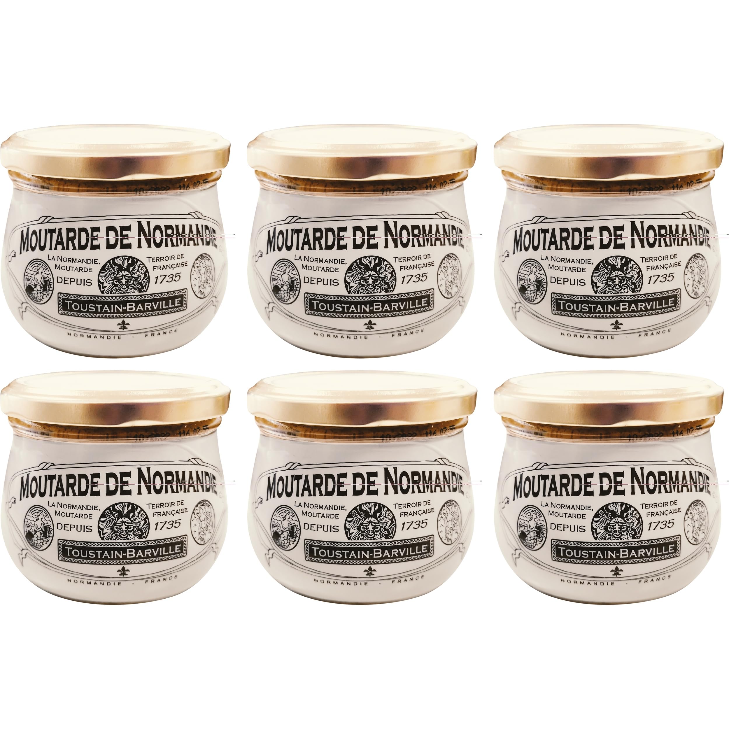 Les Assaisonnements Briards Moutarde de Normandie Natur Frankreich inkl. FeinWert E-Book (6 x 280g)