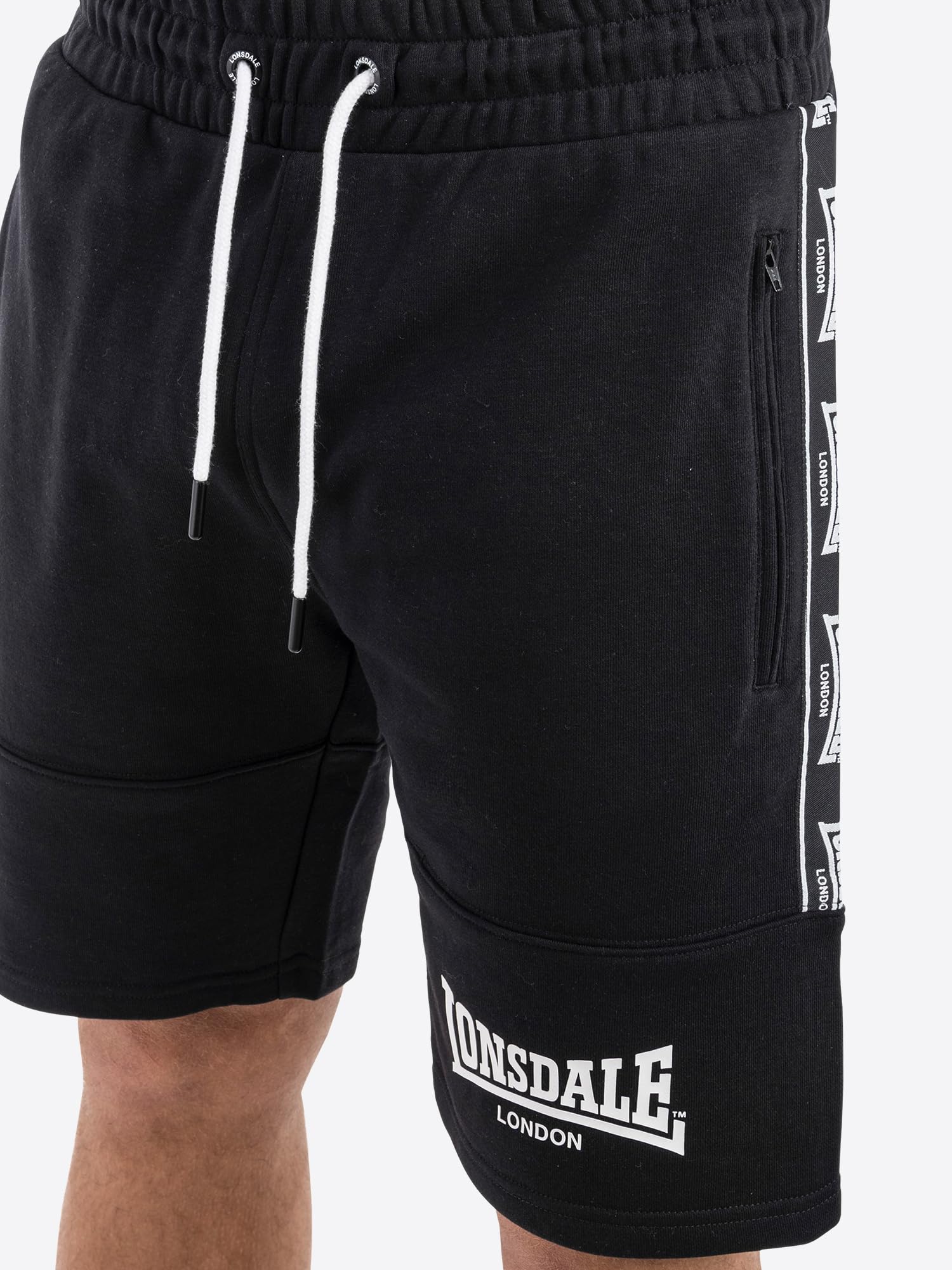 Lonsdale London SCARVELL Hombre Pantalones Cortos Negro 60% algodón, 40% poliéster