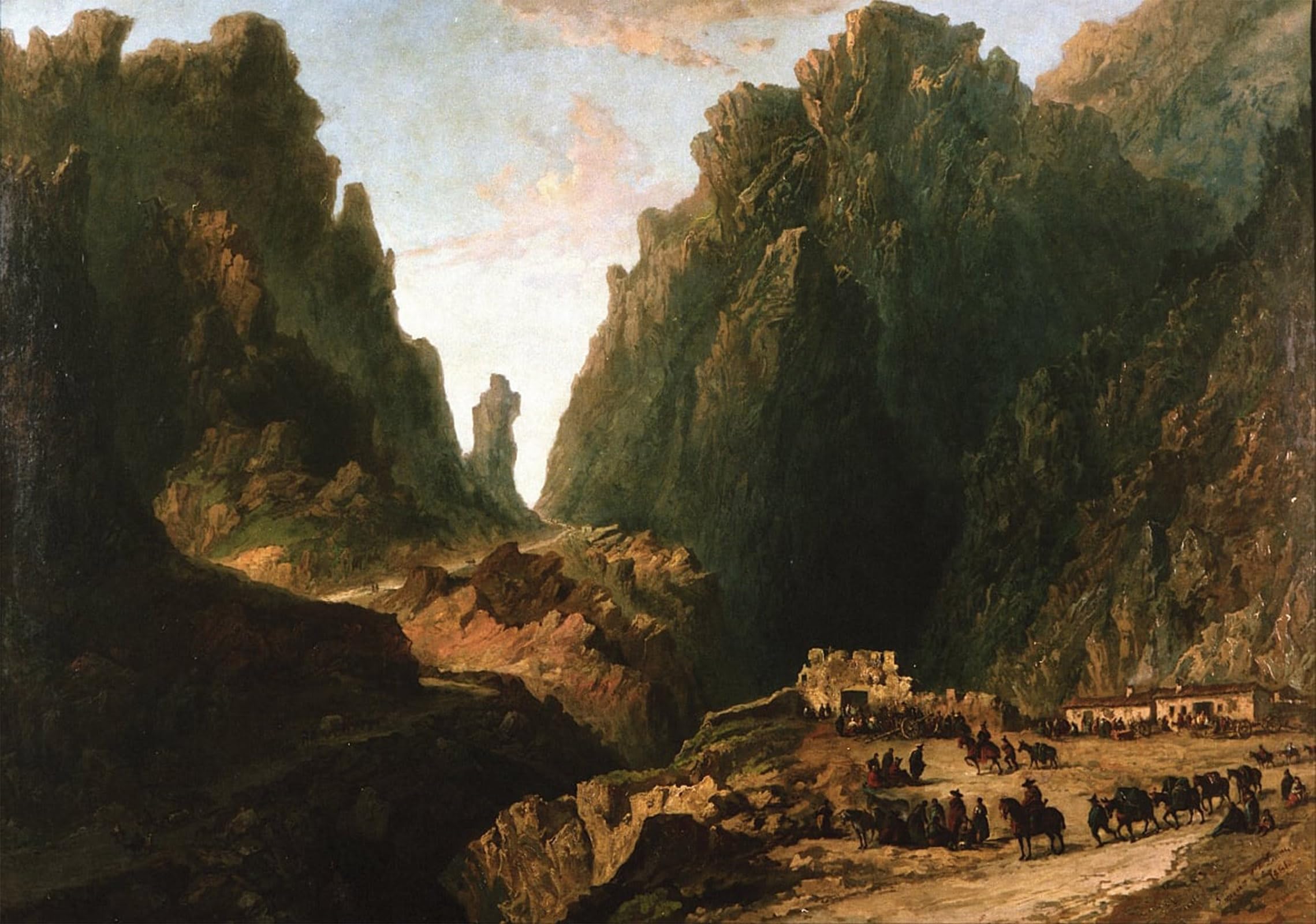 ARTXLXXBN Famous Painting Canvas Artwork Graffiti Print Lanscape with Smugglers by Eugenio Lucas Velázquez Portrait Canvas Image for Home Decor 60x90cm