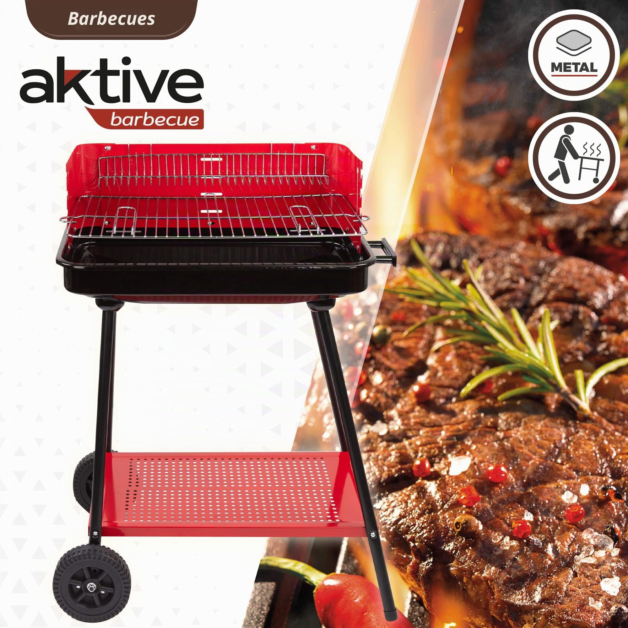 Barbecue portable au charbon de bois pour 4 niveaux Aktive