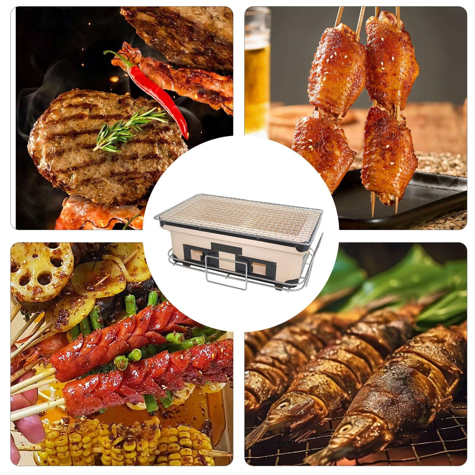 Gliniany grill stołowy, piec na węgiel drzewny do grilla, idealny do domu, na zewnątrz, na kemping i w podróży