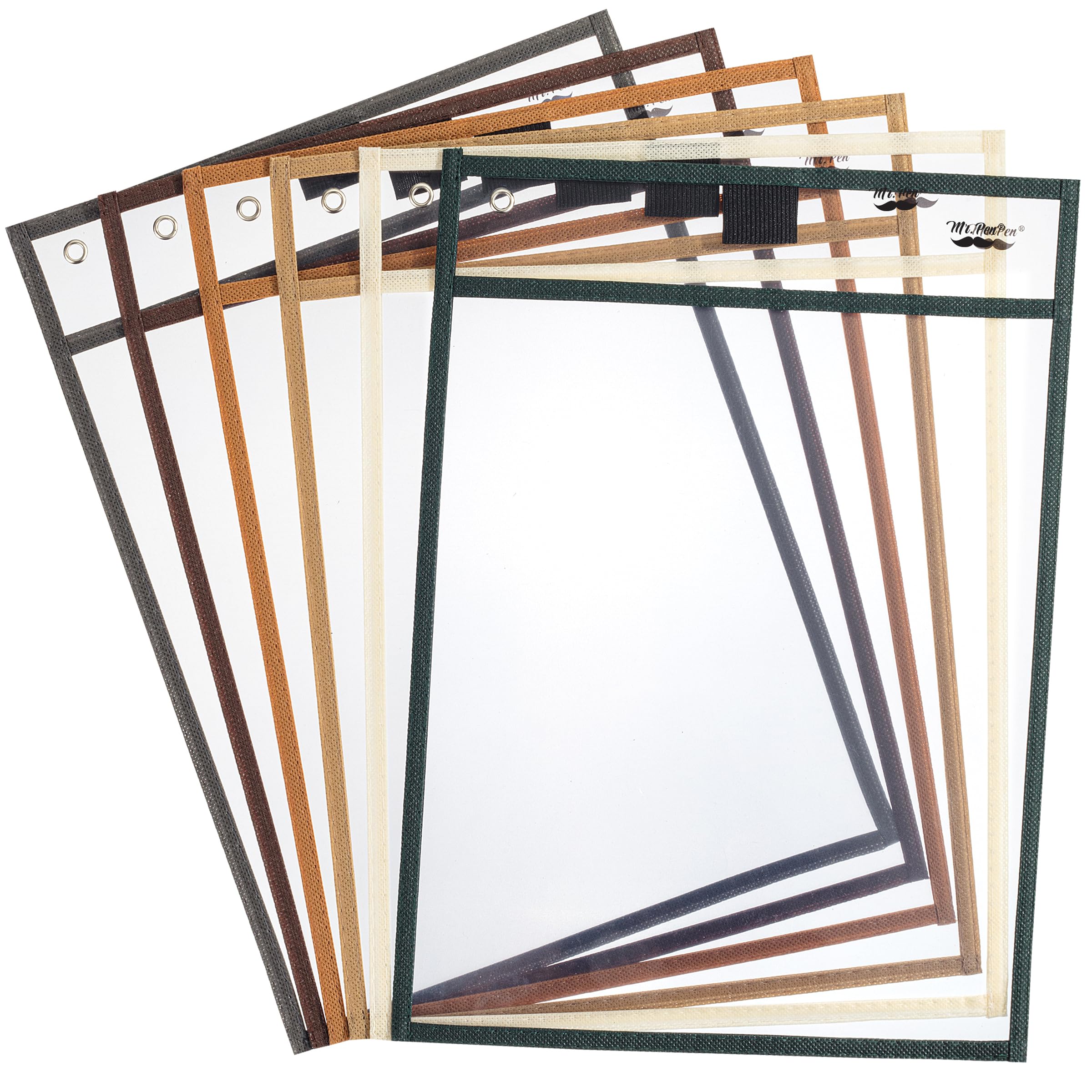 Mr. Pen- Dry Erase Pocket Sleeves, 10 x 14 Inch, 6 Pack, Colorful, Plastic,Reusable, Clear, Classroom Sleeves,Terracotta Colored โ image 1