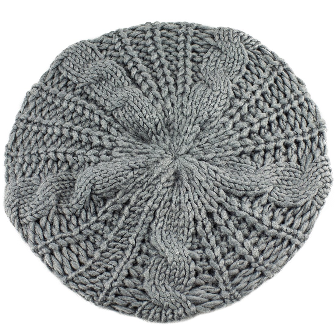Bluelans® Women's Lady Knitted Beret Braided Baggy Beanie Crochet Hat Ski Cap (Grey)