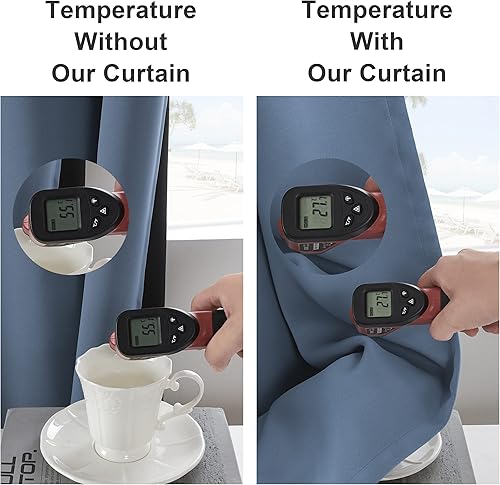 Miniatura 5 de Rutterllow - Cortina opaca de doble capa con forro negro totalmente oscura, 2 paneles de 95 pulgadas de largo, con bloqueo de calor, cortinas de