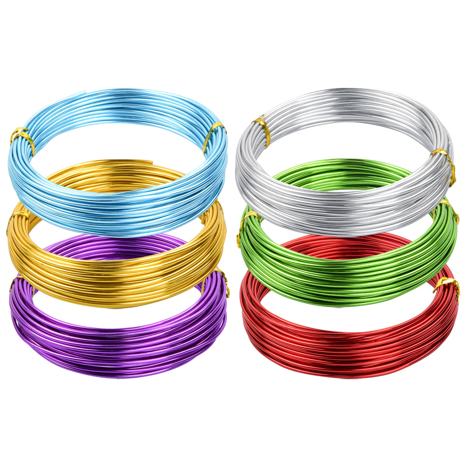 6 rotoli di filo di alluminio flessibile da 2 mm, per fai da te, 6 colori, filo di alluminio rotondo, per scultura fai da te, bicicletta, moto, modellazione, 10 m per rotolo