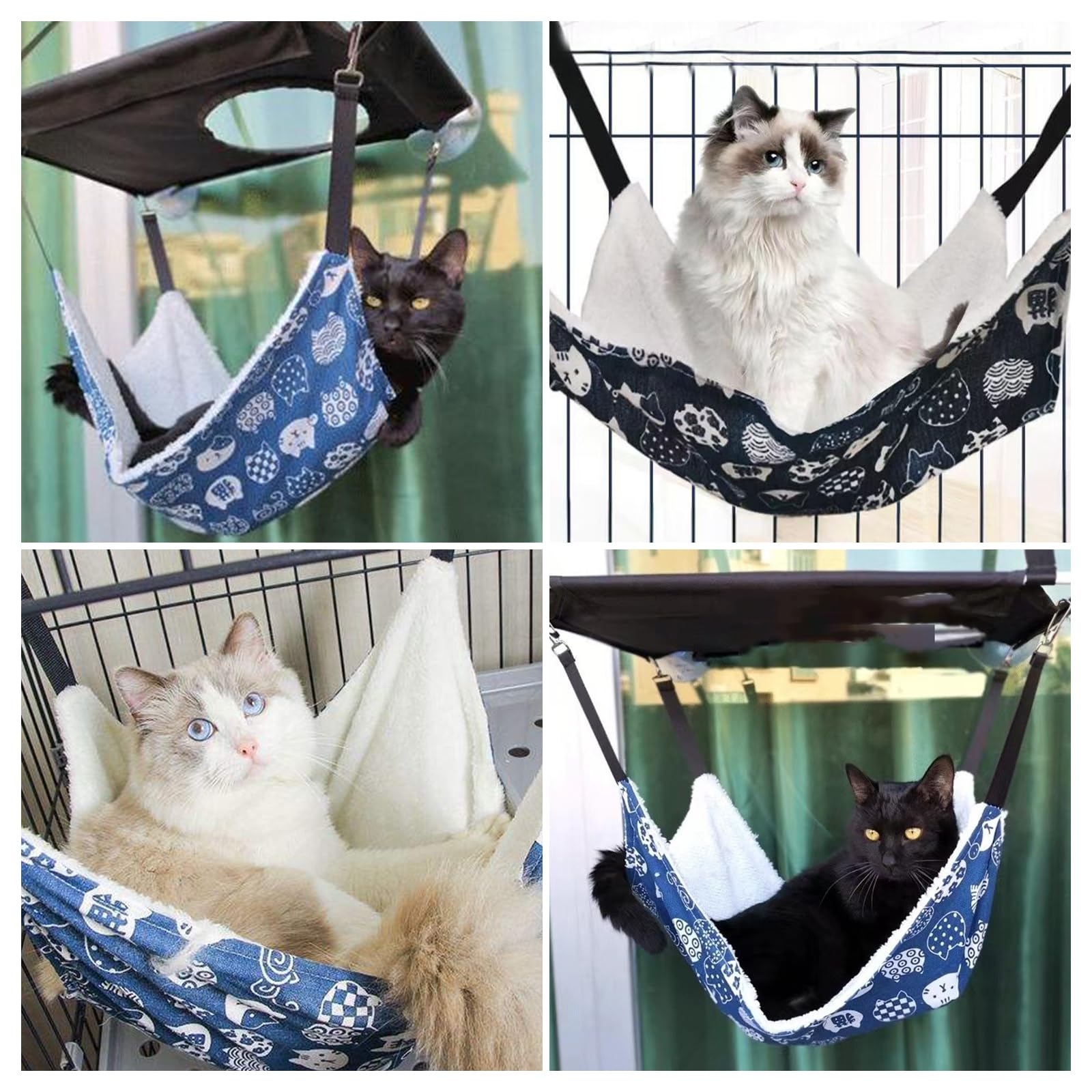 Hamaca de Felpa Suave para Gato,Hamaca para Gatos con Correas Ajustables y Ganchos de Metal,Columpio para Mascotas Pequeñas,Columpio Colgante,Esterilla para Dormir para Mascotas 57x47 cm Tokaneit