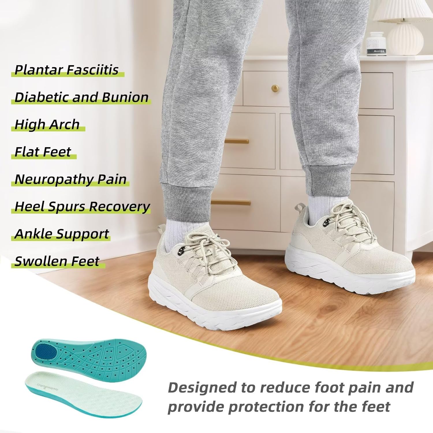 Men's Orthopedic Diabetic Wide Walking Shoes: Comfortable Plantar Fasciitis Fashion Sneakers with Arch Support, Casual Hammer Toes Swollen Tennis Work Sports Shoes for Heel and Foot Pain Relief