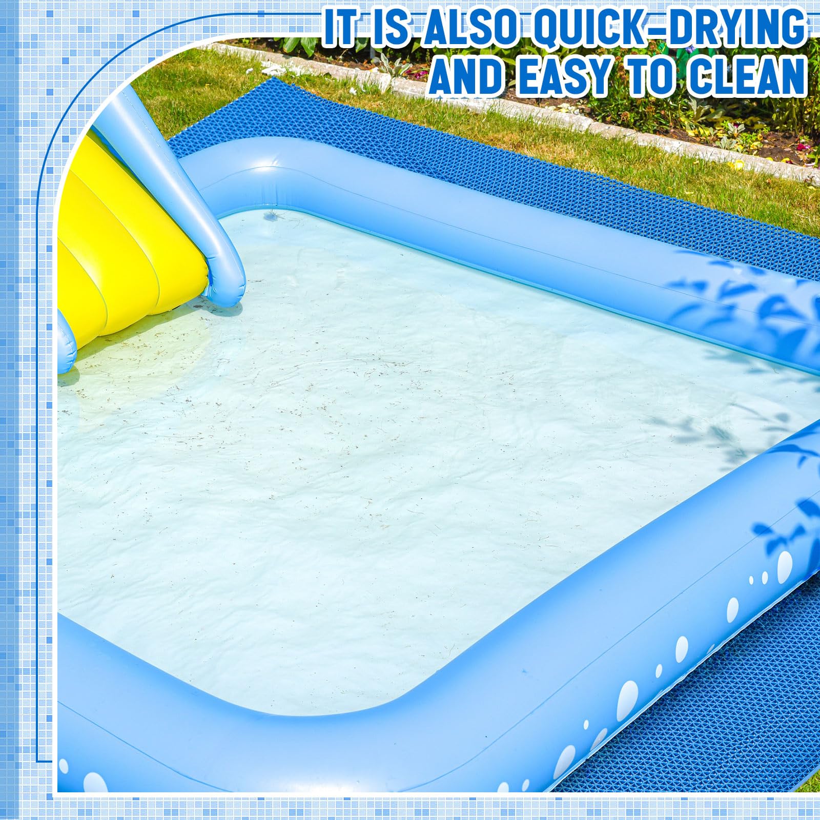 Reallnaive 12in x 10ft Pool Mat Non Slip Drainage Mats Swimming Pool Floor Deck Mats Large Rubber Rugs PVC Splash Mesh Hollow Doormat Roll for Outdoor Indoor Patio Garage Kitchen Bathroom Safety(Blue) — Amazon image 5