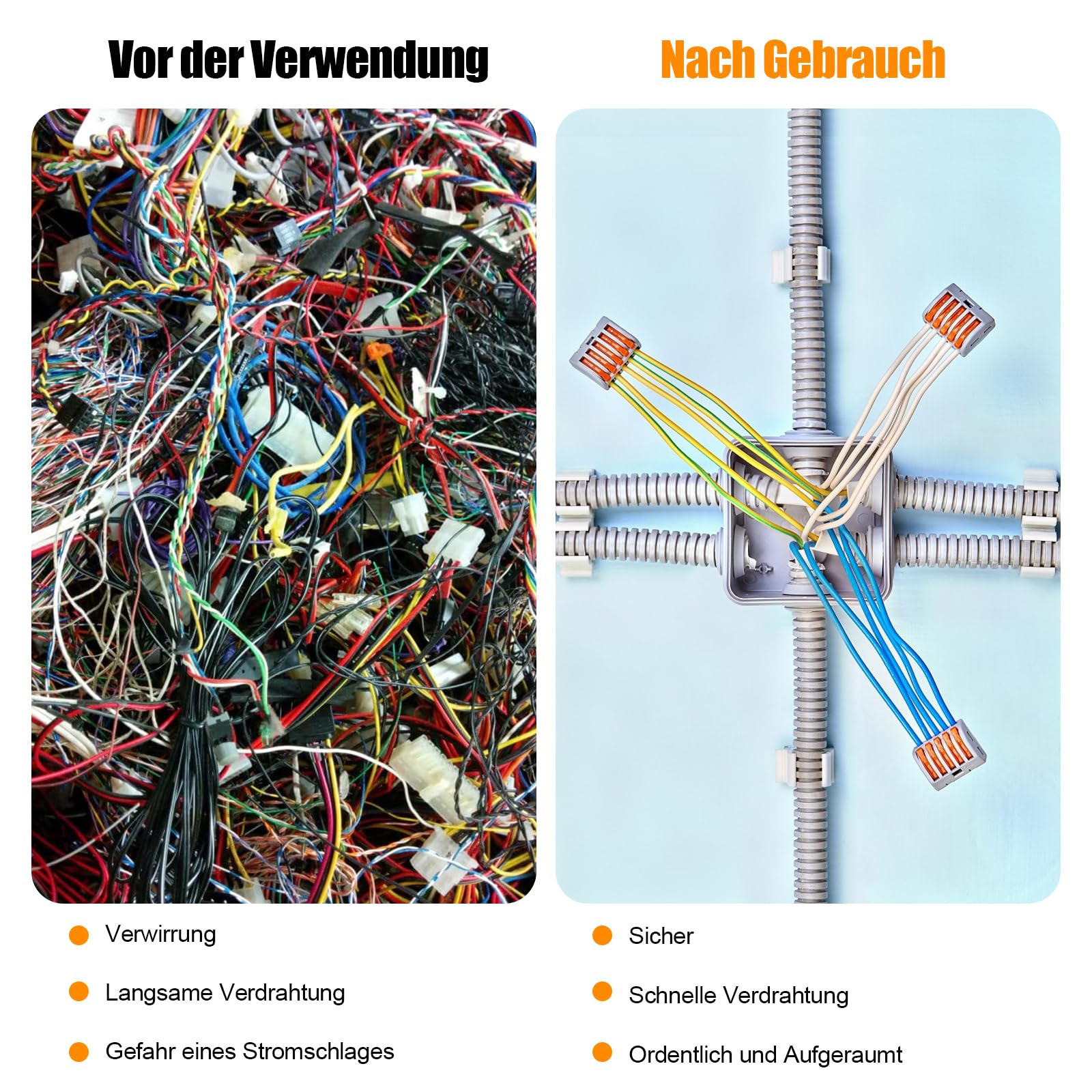 Łączniki kablowe, 60 sztuk zacisków elektrycznych z dźwignią uruchamiającą, zaciski kablowe 4 mm², zaciski łączące, zaciski łączące, zaciski elektryczne, do kabli stałych