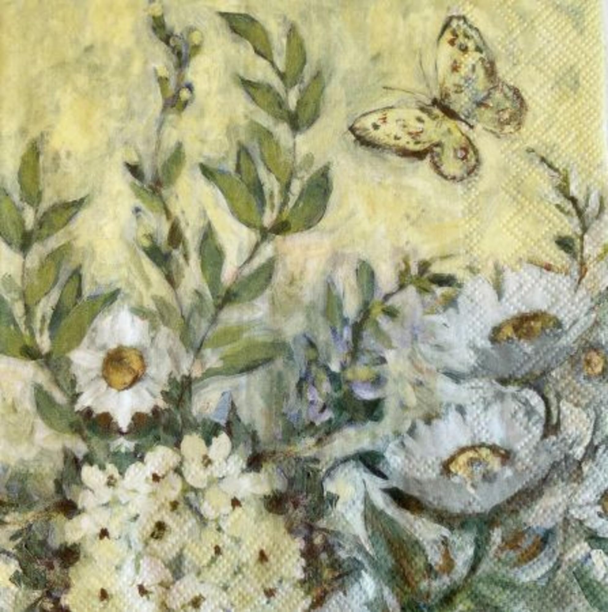 Set of 2 Individual Decoupage Paper Party Napkin Daisy Daisies Flowers Watercolor Decor Luncheon Napkins for a Birthday Holiday, Wedding, Cocktail Party