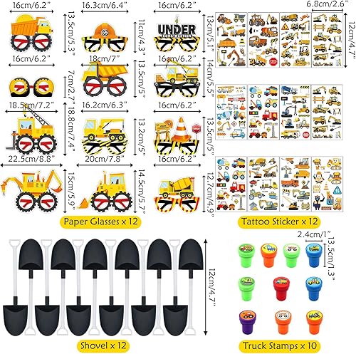 Miniatura 2 de Suministros de regalos de fiesta de construcción, incluyendo gafas de papel, bolsa de regalo, calcomanías de tatuaje, palas, pulseras de silicona,