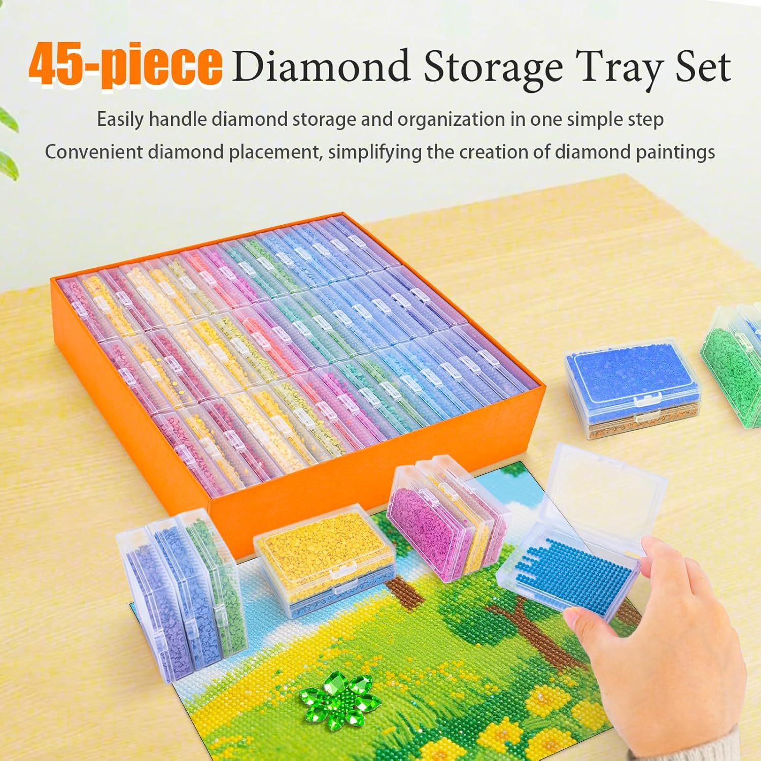 45 Slots Diamond Painting Accessori,Diamond Painting Kit Completo,Kit Diamond Painting per Conservare Accessori di Pittura con Diamanti
