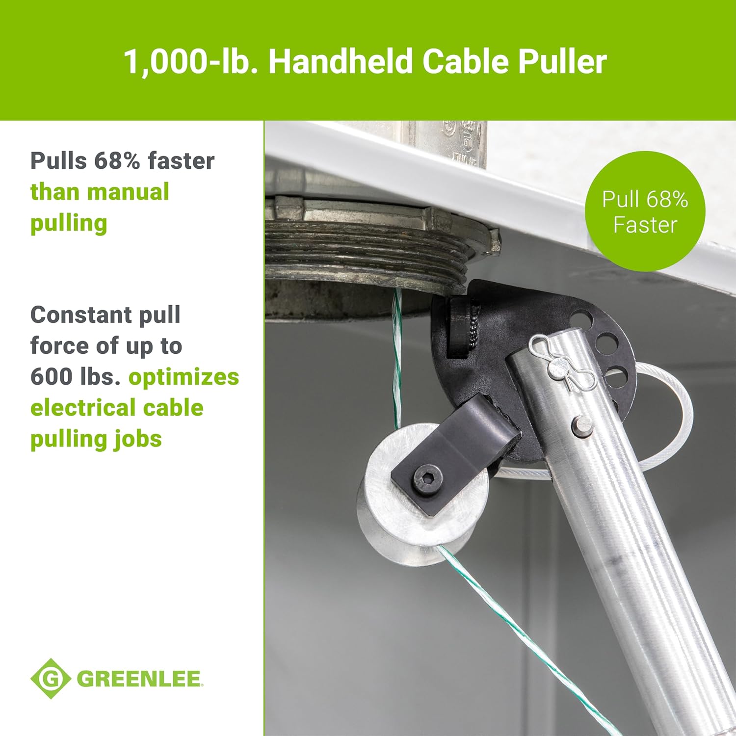 Greenlee G1 Versi-Tugger in use, pulling cable