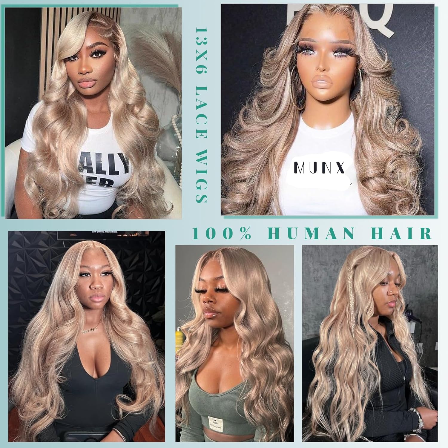 Munx Ash Blonde Straight Human Hair Wig Pre Plucked Real Ear To Ear 13x6 Lace Front Glueless Wig Bleached Invisible Knots Wear and Go 180% Density 18Inch HD Transparent Colored Frontal Wigs
