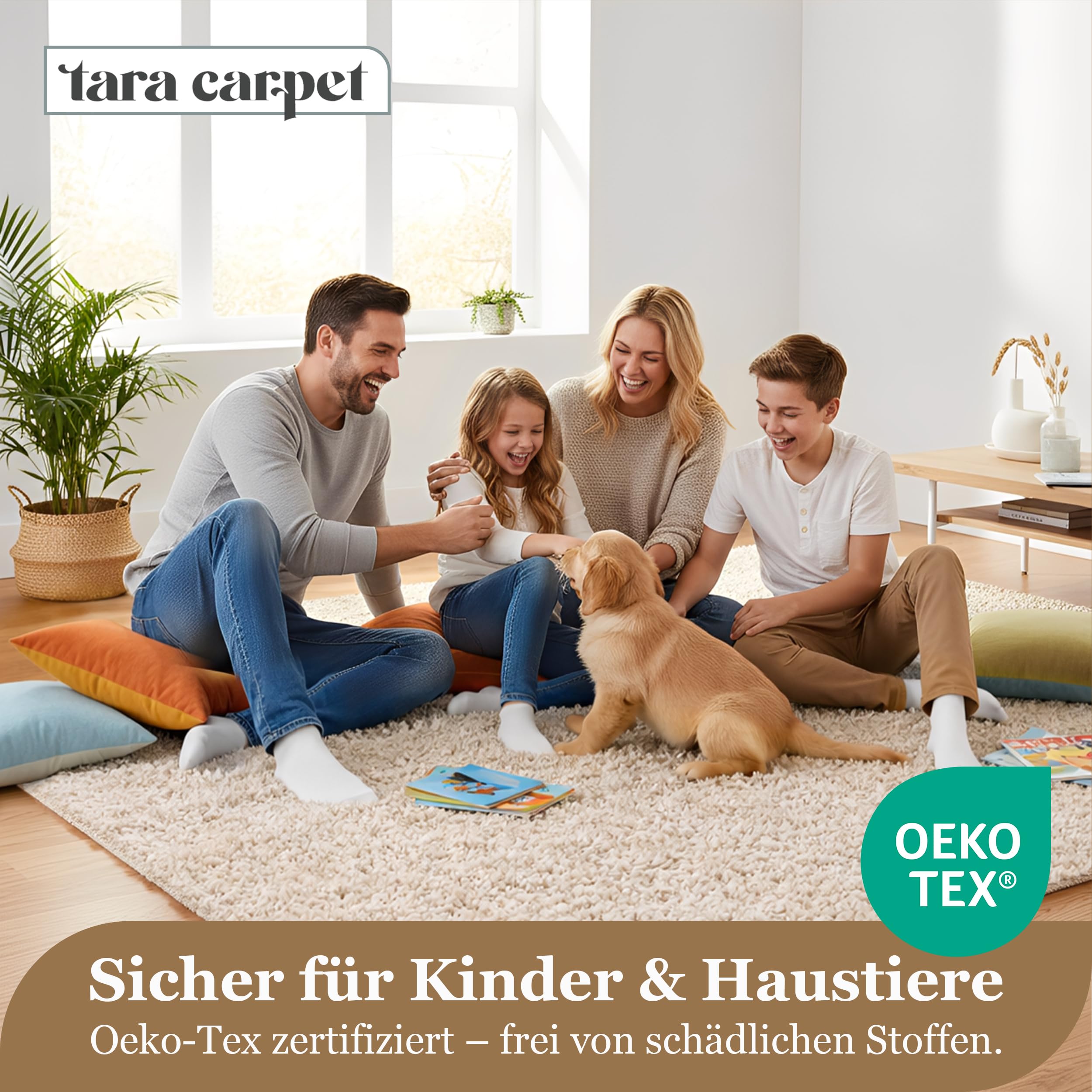 Taracarpet Shaggy Teppich Wohnzimmer Venezia Hochflor Langflor Teppiche modern Creme 160x230 cm