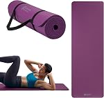 Gaiam Essentials Thick Yoga Mat Fitness & Exercise Mat with Easy-Cinch Yoga Mat Carrier Strap, 72"L x 24"W x 2/5 Inch Thick