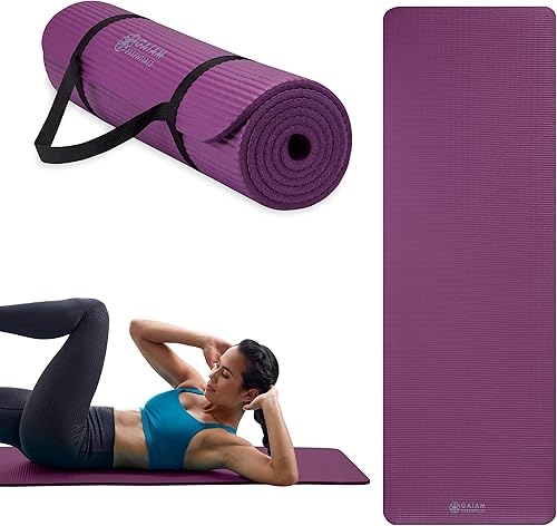 Vista 38 de Gaiam Essentials 2/5" Thick (10mm) Yoga & Pilates, Fitness & Exercise Mat with Easy-Cinch Carrier Strap Cushion Support For Fitness and Gym Workouts