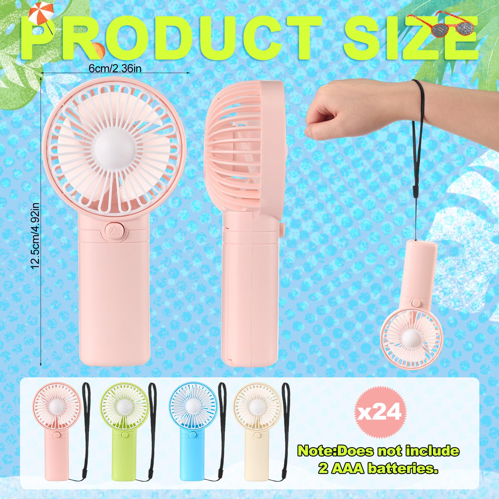Woanger Mini-Handventilator, Großpackung mit Seil, zum Aufhängen, tragbare Wimpernfächer, kleine persönliche Kühlung für Hochzeit, Reisen, Make-up, Camping, Wandern, unabhängige weiße Box (Beige, Rosa