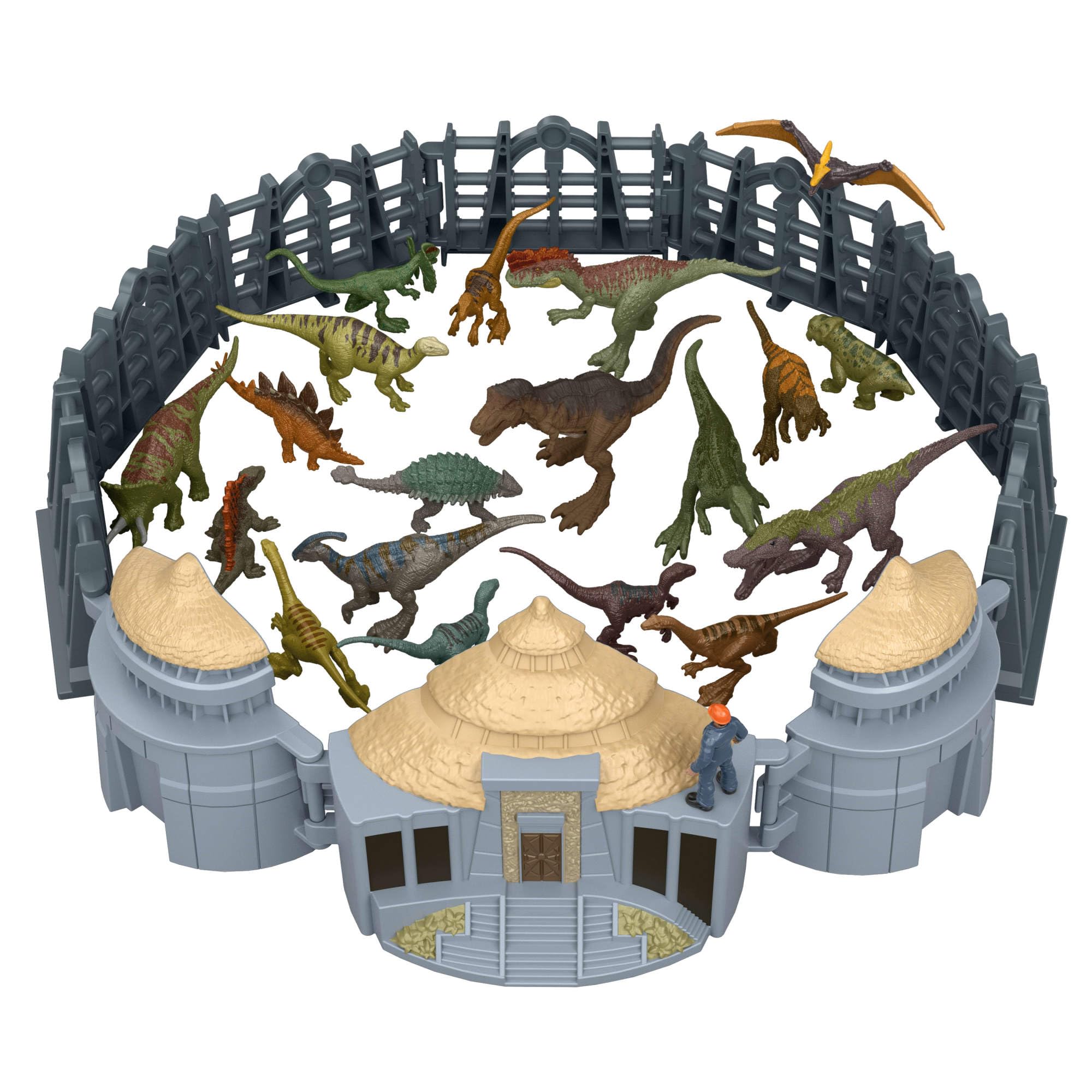 Mattel Jurassic World Calendario de Adviento, 24 días, 19 minis | Tema visita a la isla de Jurassic Park; sorpresas: dinosaurios, figura humana y accesorios, JLD23