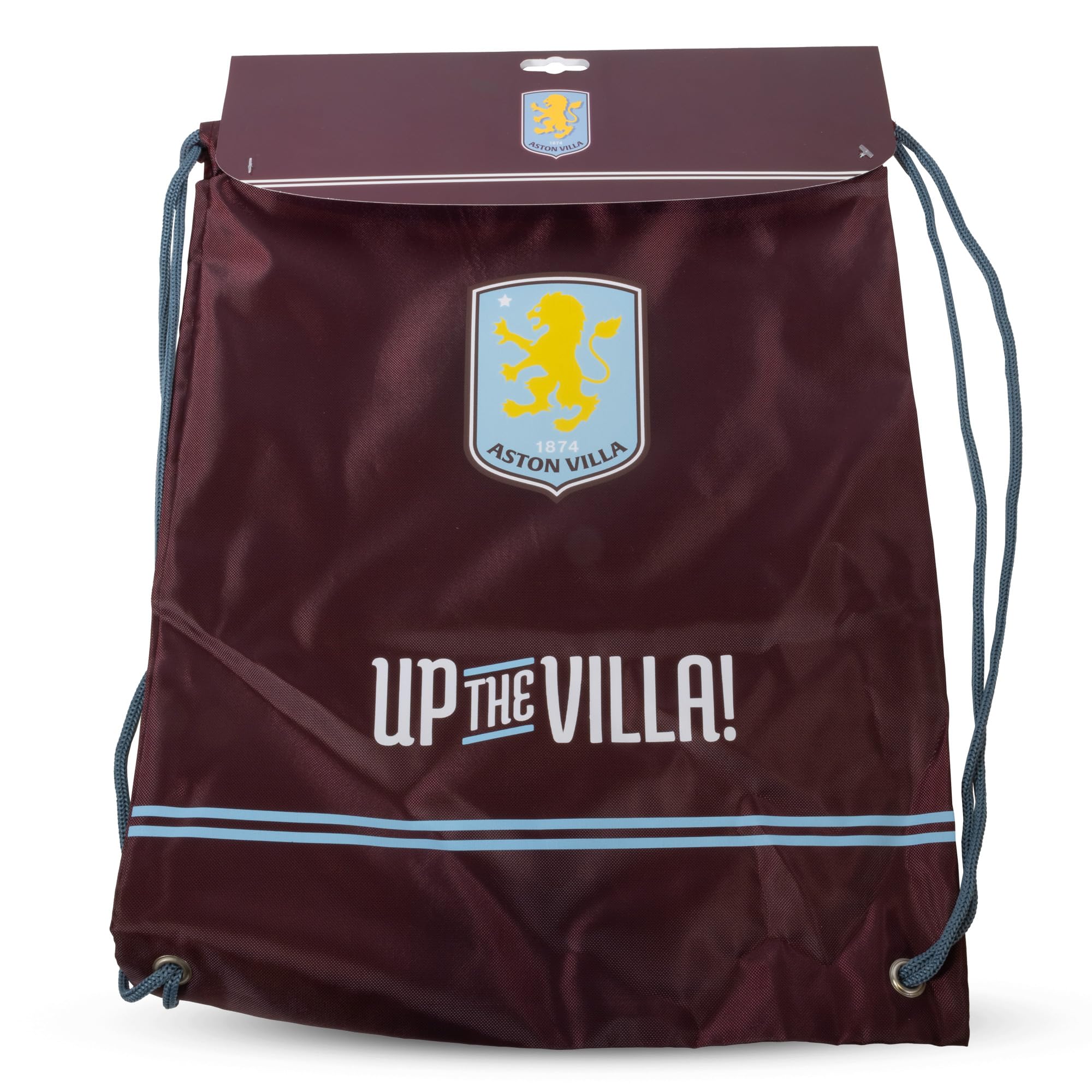 Hy-Pro Officially Licensed Aston Villa Football Drawstring Bag – Sports Gym Bag for Kids with Team Emblem - Secure Closure & Durable Material for Training, Matches, PE & Travel