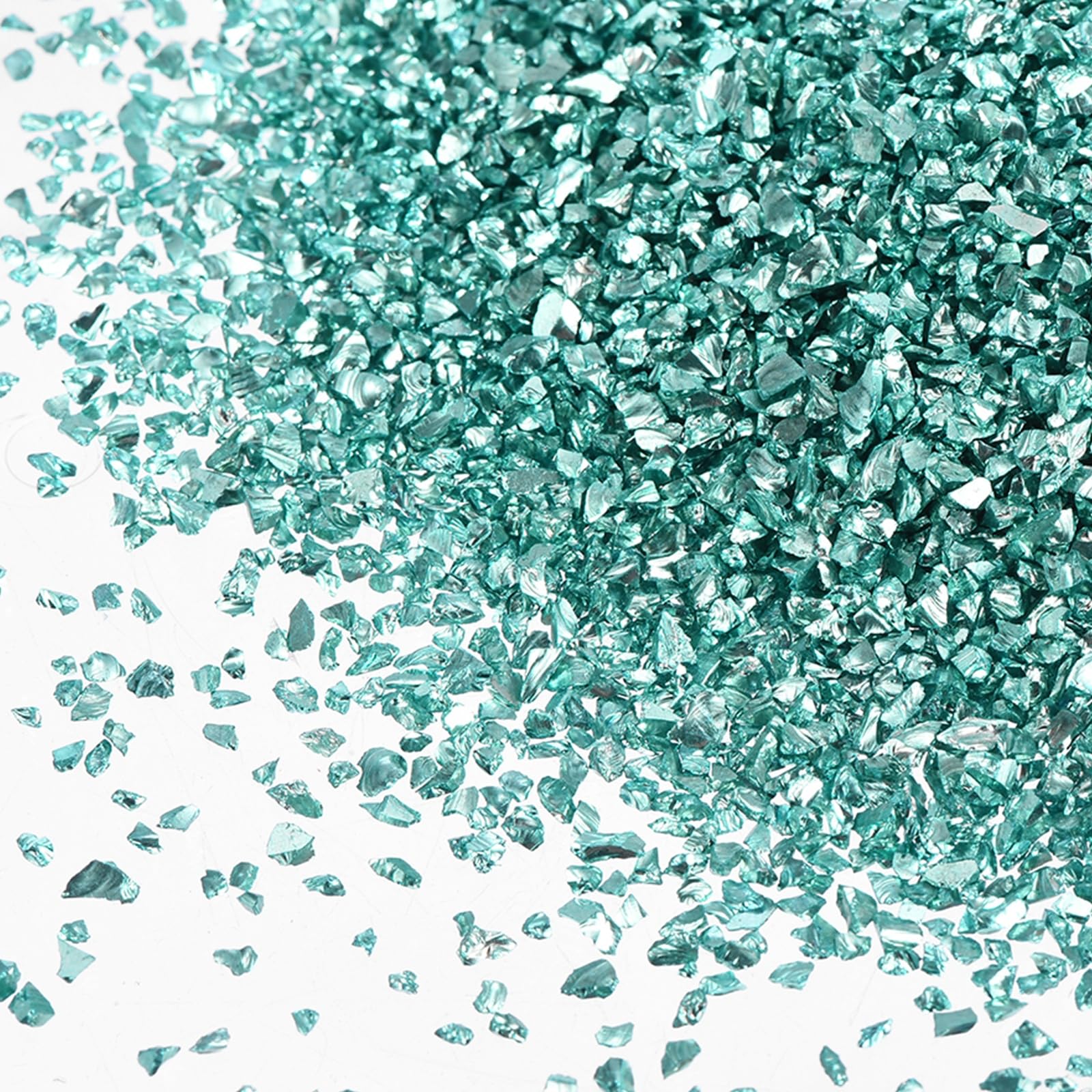 sourcing map Crushed Glass for Resin Art, 150g Medium Irregular Metallic Chunky Chips Small Broken Crushed Glass Glitter Pieces for Crafts DIY Vase Filler Jewelry Making Decor, Sky Blue