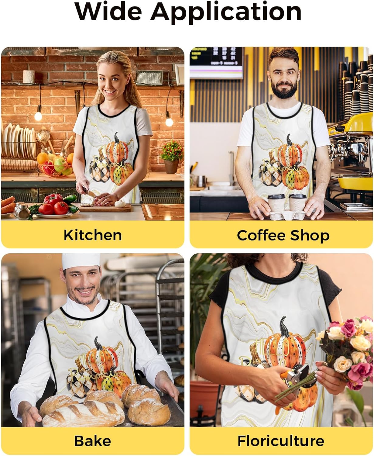 Marble Pumpkins Cobbler Aprons with 2 Large Pockets for Men Women, Unisex Smock Apron for Chef Clothing Protector