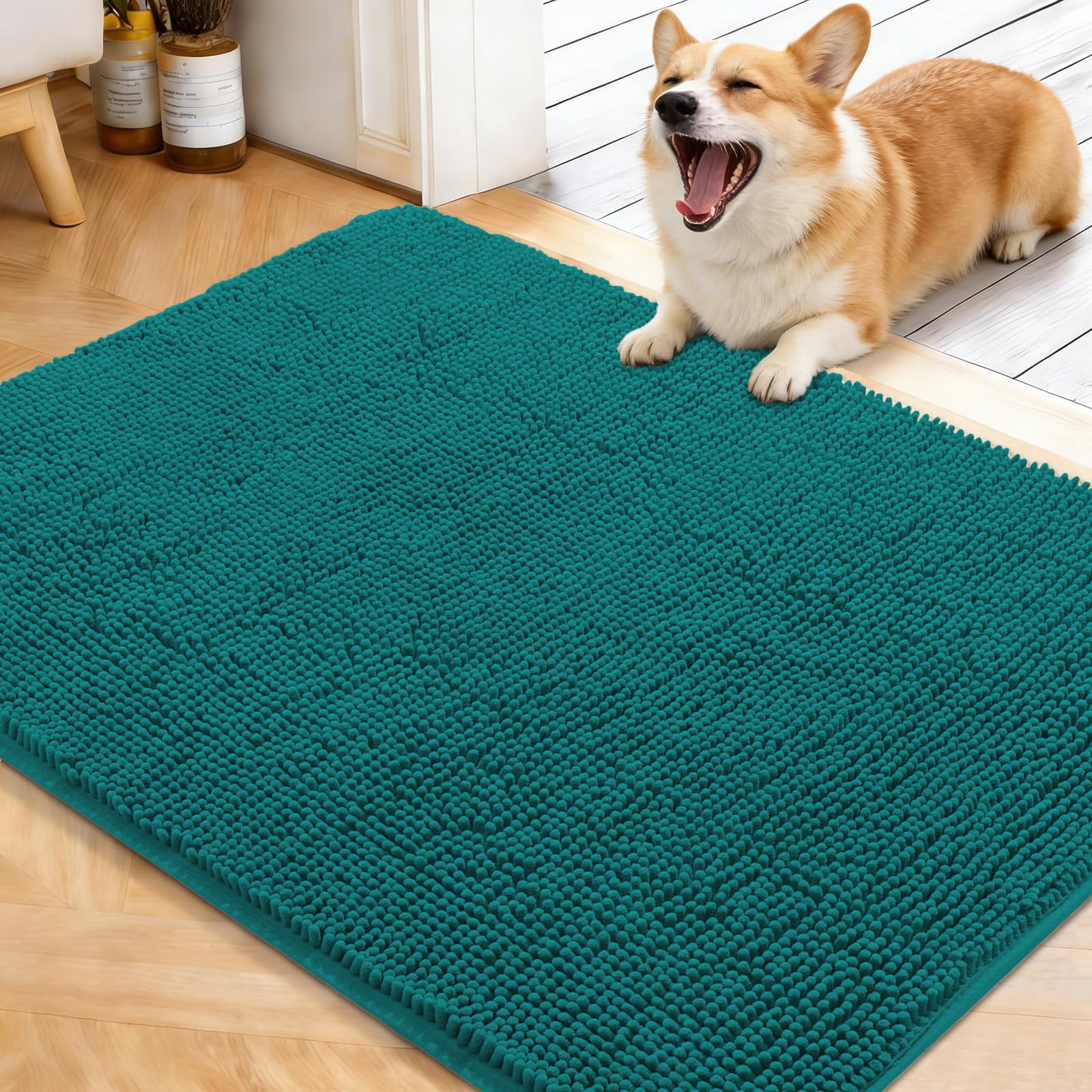 OLANLY Dog Door Mat for Muddy Paws 40x32, Super Absorbent Chenille Mud Mat
