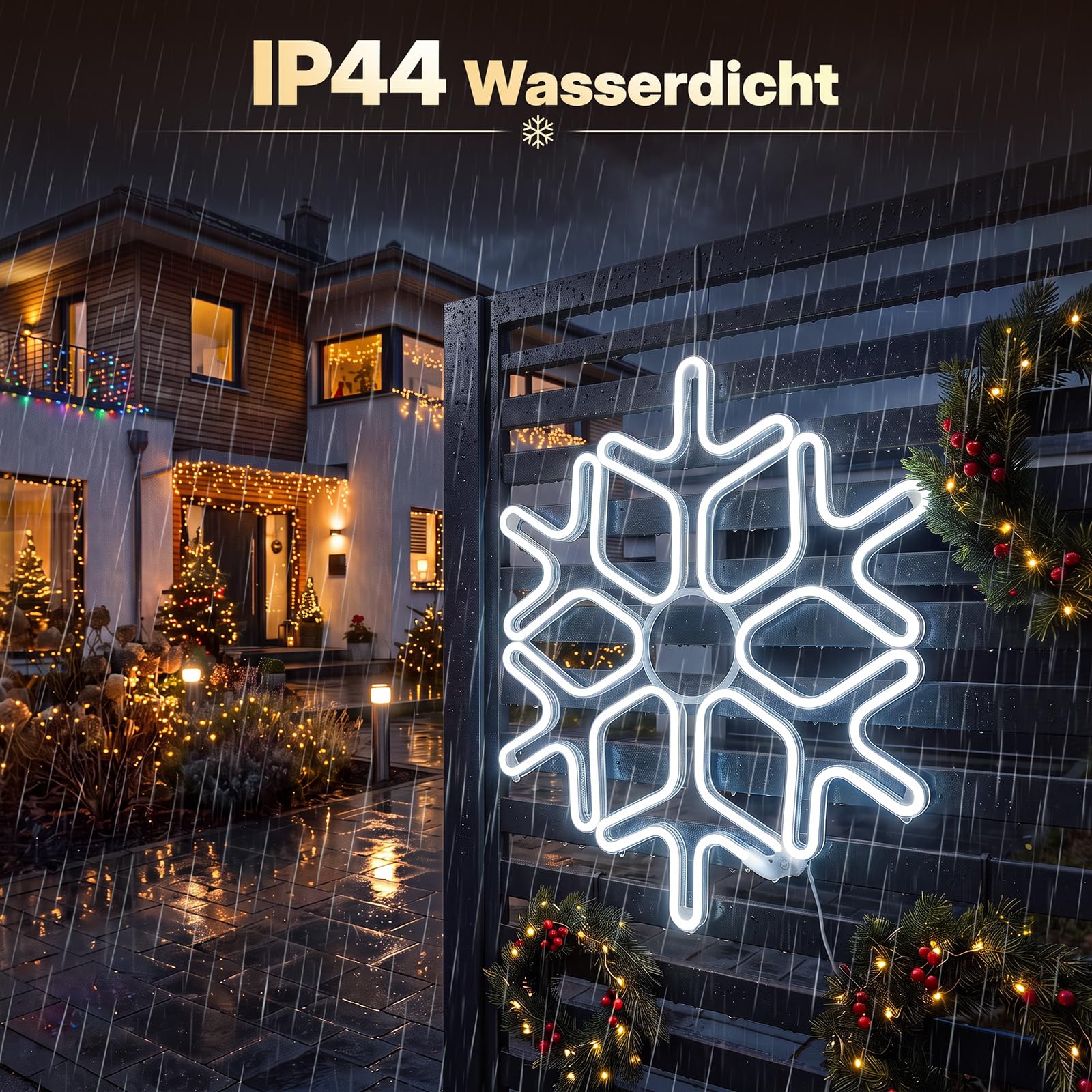 SALCAR 60cm LED Schneeflocke Neonlicht Weihnachtsbeleuchtung für Fenster