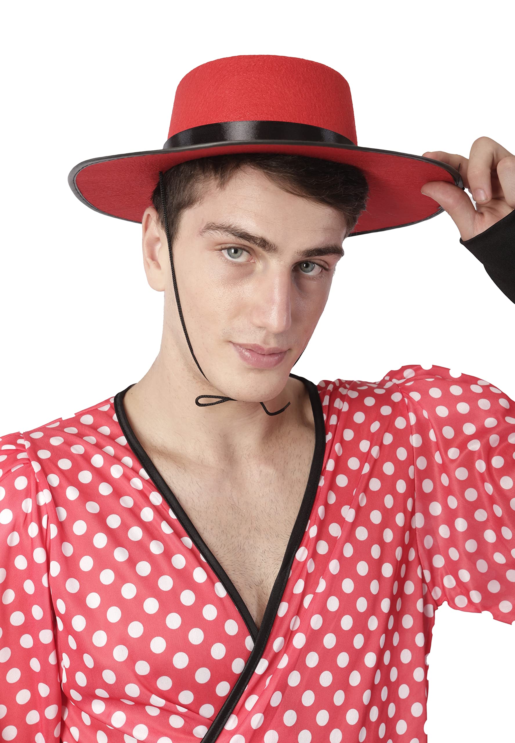 Carnavalife Sombrero Cordobés de Negro y Rojo para Adulto y Niño